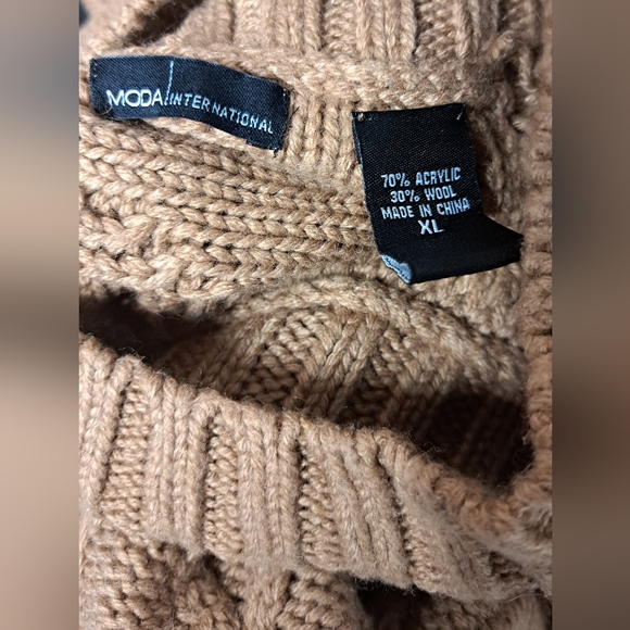 Moda International XL Wool Blend Cable Knit Sweater Dress Turtle Neck - Picture 5 of 6